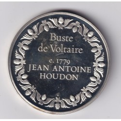 Médaille - Buste de Voltaire - 1779 - jean antoine Houdon - Les 100 plus grands chefs-d'oeuvre - argent 65g 0,800 - 50,5mm - SUP 2