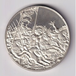 Médaille - La bataille de san romano - 1456-1459 - paolo uccello - Les 100 plus grands chefs-d'oeuvre - argent 65g 0,800 - 50,5m