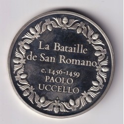 Médaille - La bataille de san romano - 1456-1459 - paolo uccello - Les 100 plus grands chefs-d'oeuvre - argent 65g 0,800 - 50,5m 2