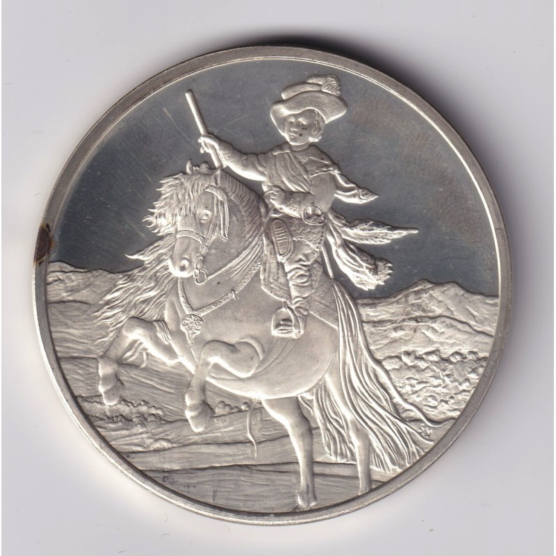 Médaille - L'infant Baltasar carlos à cheval - 1635 - diego velazquez - Les 100 plus grands chefs-d'oeuvre - argent 65g 0,800 - 