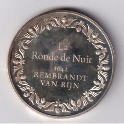 Médaille - La ronde de nuit - 1642 - Rembrandt van rijn - Les 100 plus grands chefs-d'oeuvre - argent 65g 0,800 - 50,5mm - SUP 2