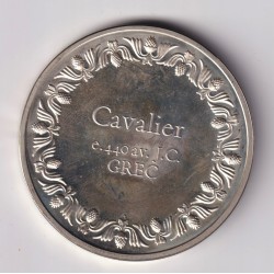 Médaille - Cavalier - 440 av JC - Grec - Les 100 plus grands chefs-d'oeuvre - argent 65g 0,800 - 50,5mm - SUP 2
