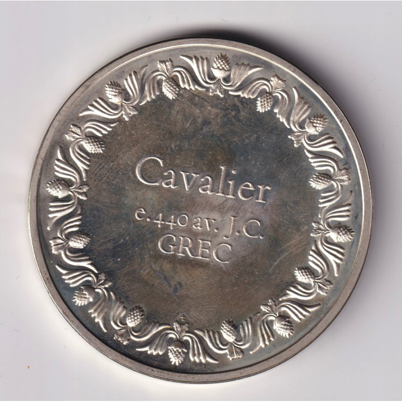 Médaille - Cavalier - 440 av JC - Grec - Les 100 plus grands chefs-d'oeuvre - argent 65g 0,800 - 50,5mm - SUP