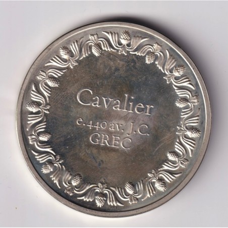 Médaille - Cavalier - 440 av JC - Grec - Les 100 plus grands chefs-d'oeuvre - argent 65g 0,800 - 50,5mm - SUP
