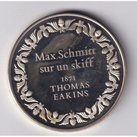 Médaille - Max Schmitt sur un skiff - 1871 - Thomas Eakins - Les 100 plus grands chefs-d'oeuvre - argent 65g 0,800 - 50,5mm - SU