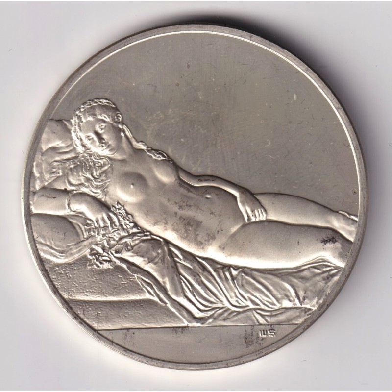 Médaille - La vénus d'Urbain - 1538 - Titien - Les 100 plus grands chefs-d'oeuvre - argent 65g 0,800 - 50,5mm - SUP