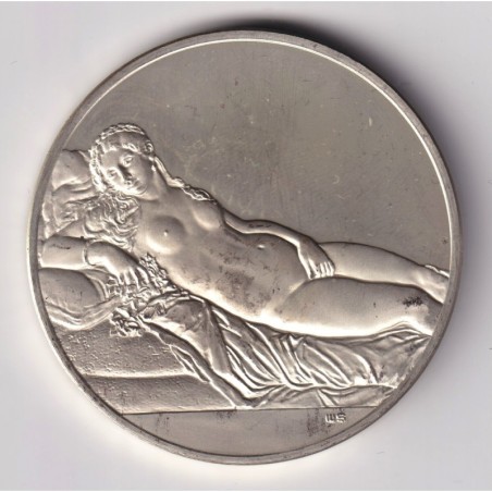Médaille - La vénus d'Urbain - 1538 - Titien - Les 100 plus grands chefs-d'oeuvre - argent 65g 0,800 - 50,5mm - SUP