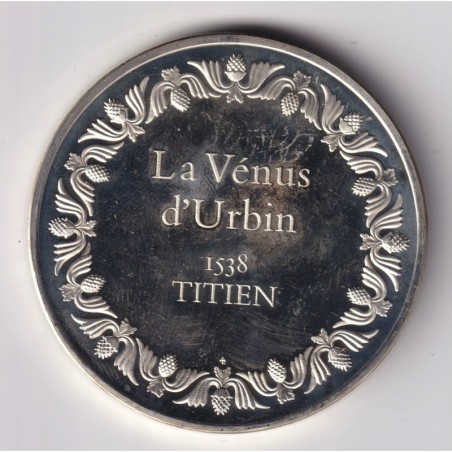 Médaille - La vénus d'Urbain - 1538 - Titien - Les 100 plus grands chefs-d'oeuvre - argent 65g 0,800 - 50,5mm - SUP