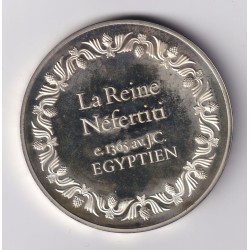 Médaille - La reine Néfertiti - 1365 av JC - Egyptien - Les 100 plus grands chefs-d'oeuvre - argent 65g 0,800 - 50,5mm - SUP 2