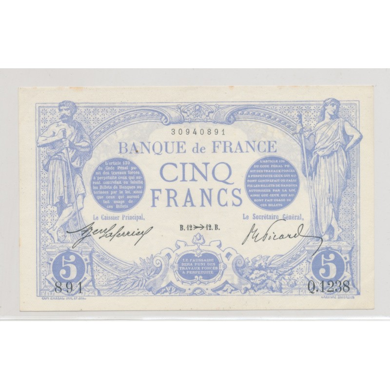 5 Francs Bleu - 12.11.1912