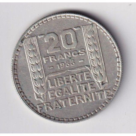 20 Francs Turin - 1933 - rameaux courts - TTB