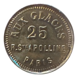 Jeton - Maison close - imitation 20 Francs or génie - aux glaces Paris - SUP