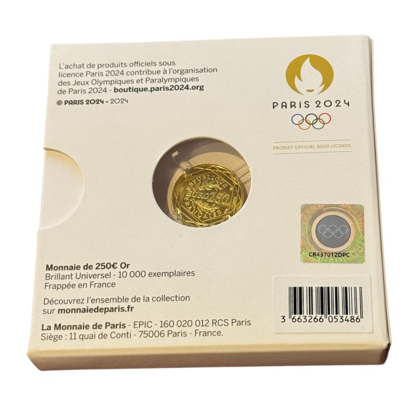 250 Euro Or - Arc de triomphe et Phryge - JO Paris 2024 - 10.000 ex