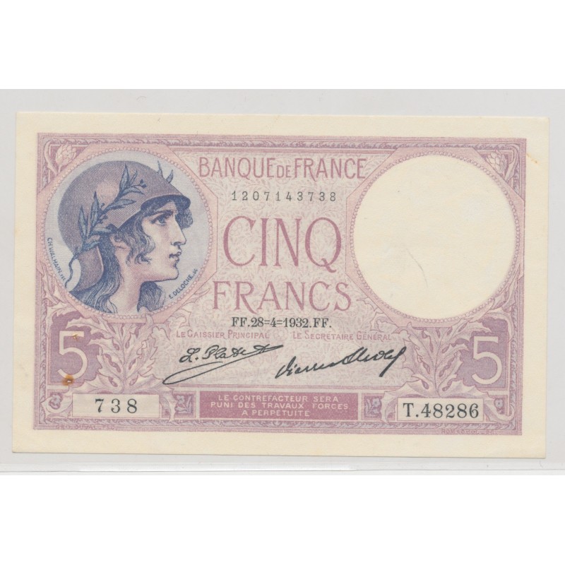 5 Francs Violet - 28.04.1932