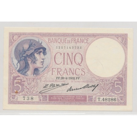 5 Francs Violet - 28.04.1932