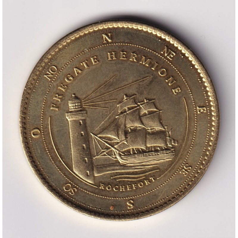 Dept17 - Frégate Hermione - La Fayette - boussole et sans date - 34mm - Médailles et patrimoine