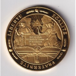 Médaille - Déclaration des droits de l'homme - 26 aout 1789 - Révolution Française - argent doré 24 carats - 44,5mm