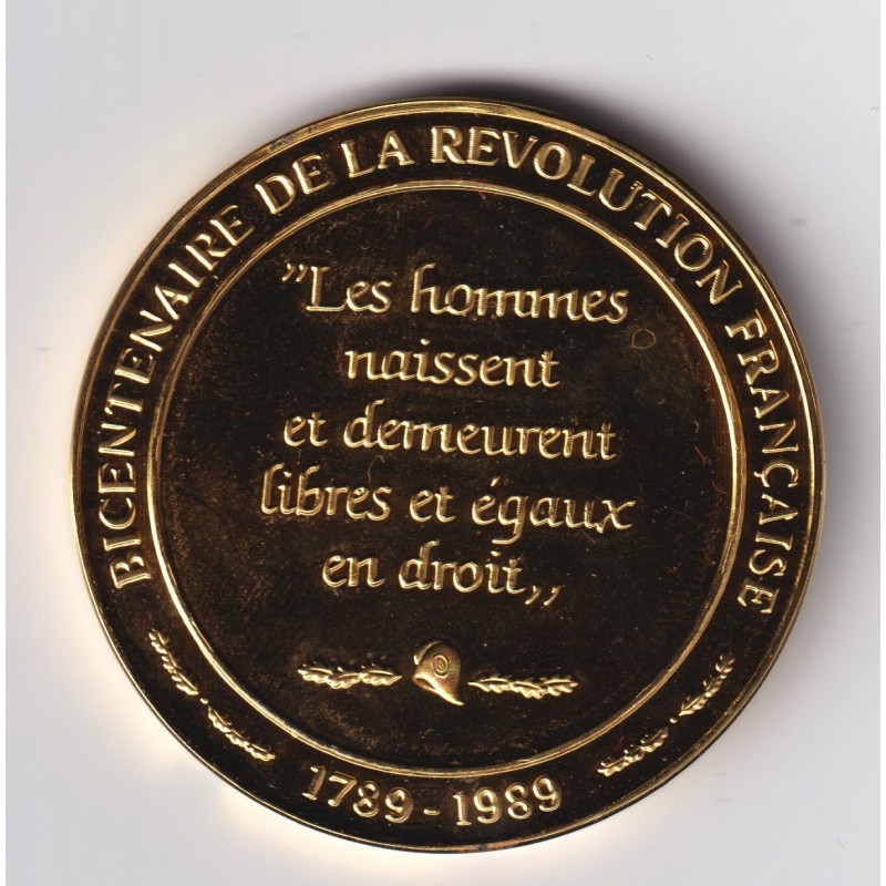 Médaille - Déclaration des droits de l'homme - 26 aout 1789 - Révolution Française - argent doré 24 carats - 44,5mm