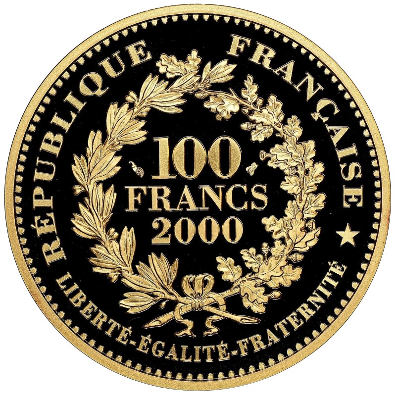 100 Francs Or - 2000 - Marianne de Chaplain - Or 17g 0,920 - Belle épreuve