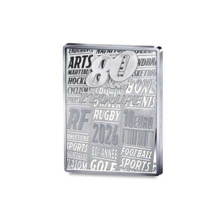 10 Euro 2026 - 80 ans L'équipe Tennis - argent 22,2g 0,900 - 3.000 ex - Belle épreuve