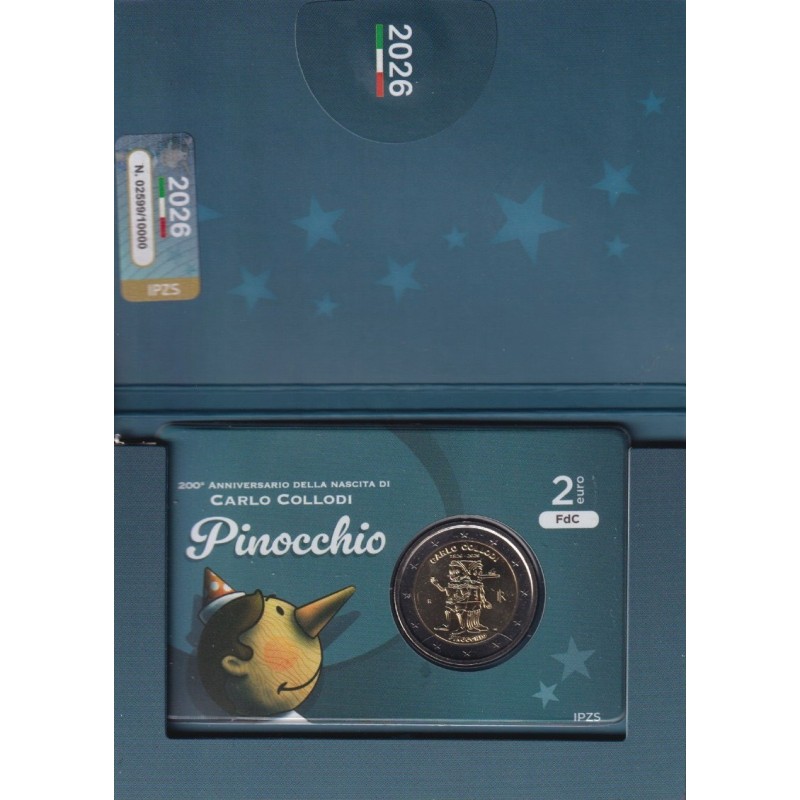 Italie - 2 Euro 2026 - les Aventures de Pinocchio - Brillant Universel