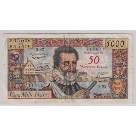 50NF/5000f Henri IV - 30.10.1958 - TTB