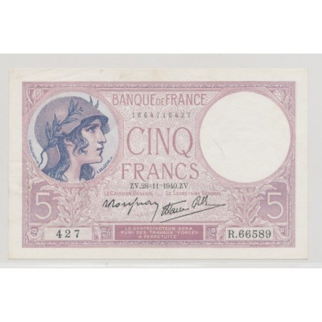 5 francs Violet - 28.11.1940