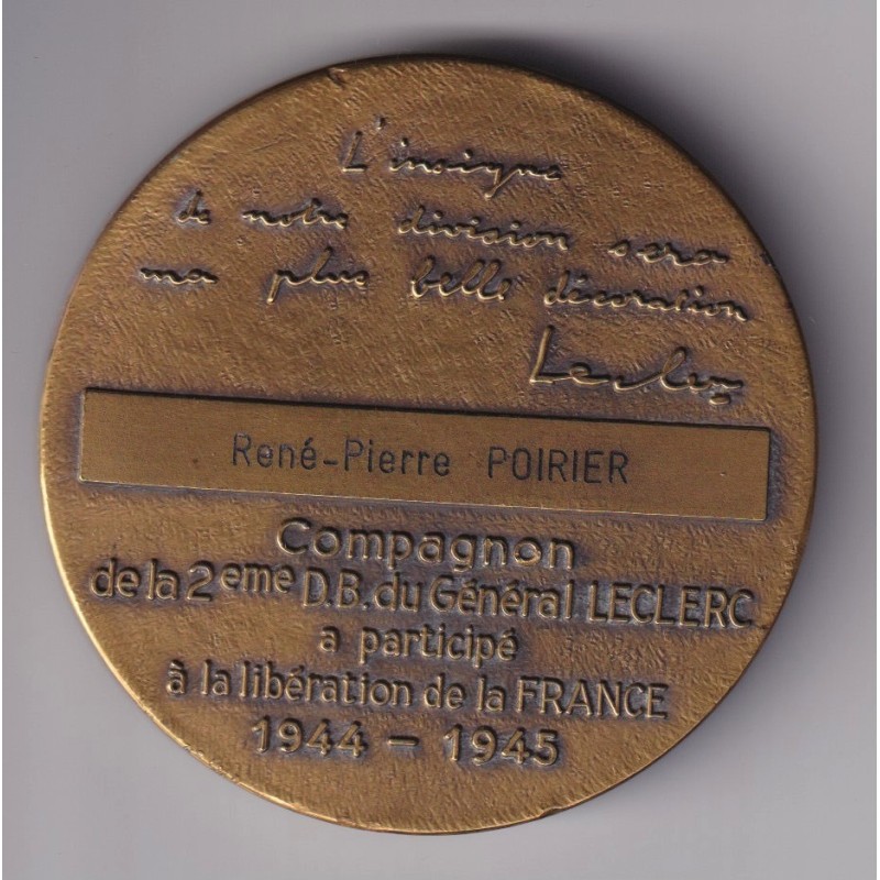 Médaille - 50 ans de la libération - 1944-1994 - Alençon Paris Strasbourg - bronze - 71mm