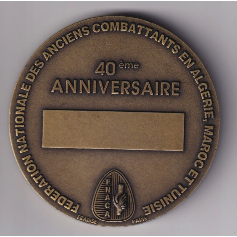 Médaille - 40e anniversaire Anciens Combattants AFN - 1958-1998 - bronze - 80mm