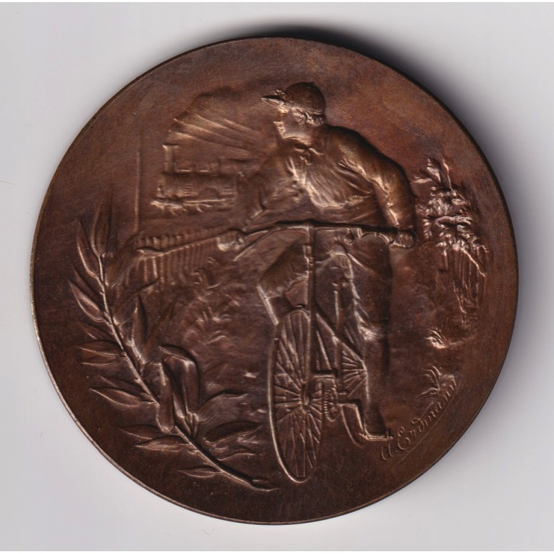 Médaille - Course cycliste Bordeaux Paris - 1892 - Journal le véloce-sport - bronze - 50mm - avec écrin - SUP
