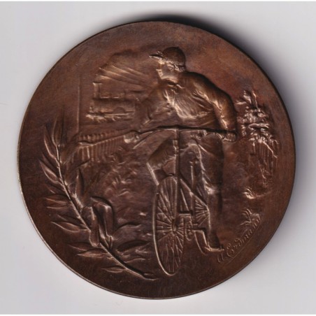 Médaille - Course cycliste Bordeaux Paris - 1892 - Journal le véloce-sport - bronze - 50mm - avec écrin - SUP
