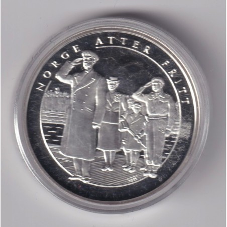 Médaille - Norvège 1 krig 1940-1945 - N°10 Norge atter fritt - argent 20g 0,999 - 39mm - FDC