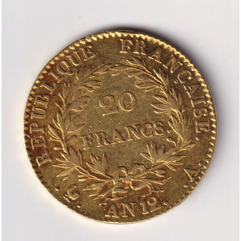 Bonaparte 1er consul - 20 Francs Or - AN 12 A Paris - TB+