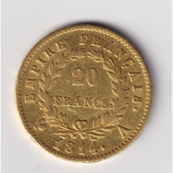 Napoléon empereur - 20 Francs Or - 1814 A Paris - TB+ 2