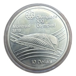 10 Dollars 1976 - Stade - JO Montreal 1976 - argent - FDC