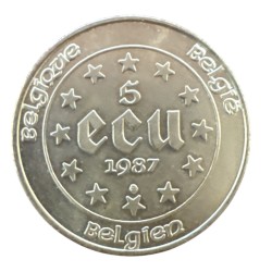 5 Ecu 1987 - Belgique - argent - Charles Quint - SUP 2
