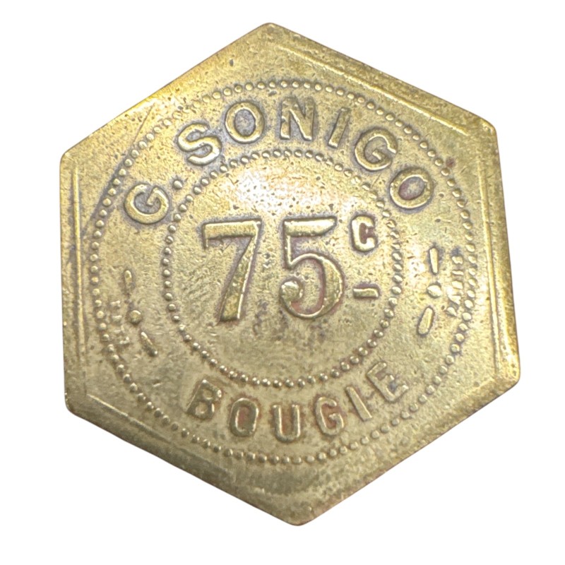 Algérie - 75 Centimes - C.Sonigo à Bougie - laiton - TTB