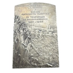 Plaquette -  Le groupe des compagnies d'assurances LE MONDE - 1931-1956 - argent 85,87g - Graveur René Baudichon - TTB+ 2