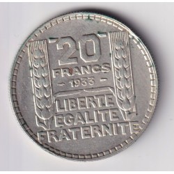 20 Francs Turin - 1933 - rameaux longs - TTB