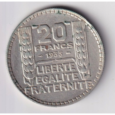 20 Francs Turin - 1933 - rameaux longs - TTB