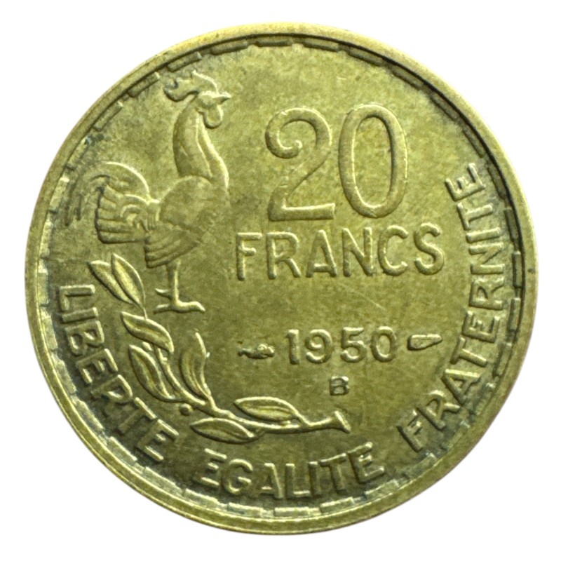 20 Francs Georges Guiraud - 1950 B - 3 faucilles - TTB+