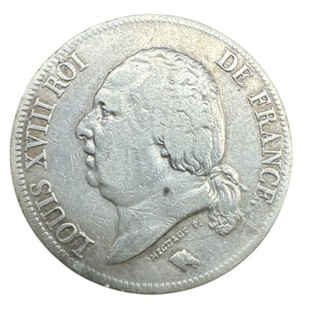 5 Francs Louis XVIII - Buste nu - 1824 Q Perpignan - TB