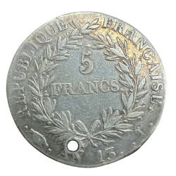 Napoléon empereur - 5 Francs - AN 13 I Limoges - B/TB - monnaie trouée 2