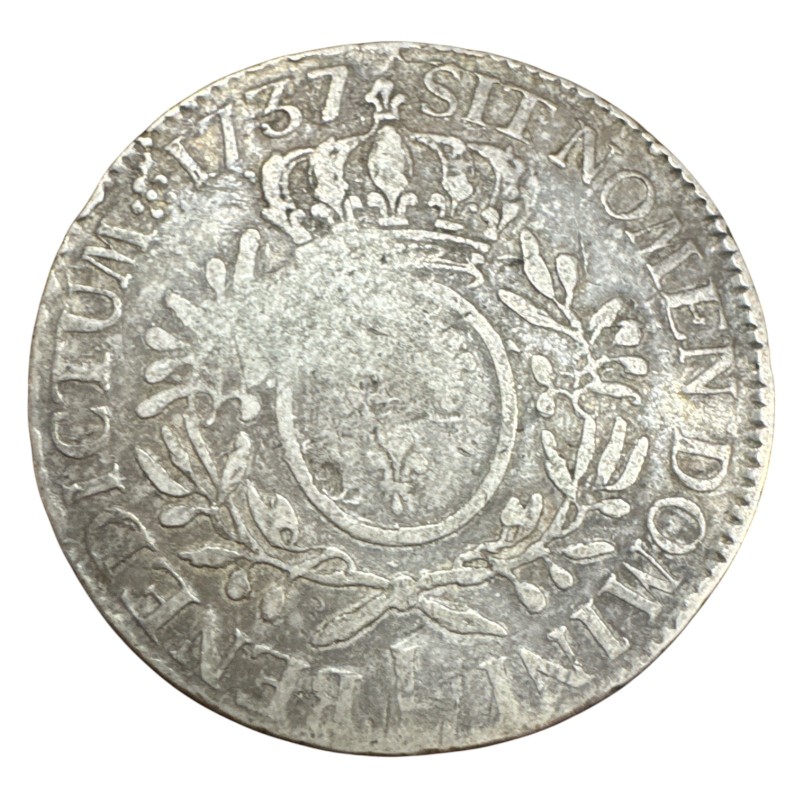 Louis XV - écu branches d'olivier - 1737 L Bayonne - argent - B/TB