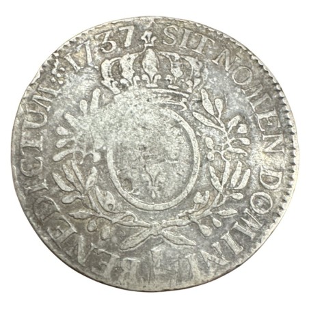 Louis XV - écu branches d'olivier - 1737 L Bayonne - argent - B/TB
