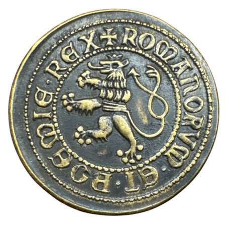 Médaille - Refrappe piéfort Charles IV - revisitant gulden 1346/1370 - Boheme - bronze 152g - 43mm - TTB+