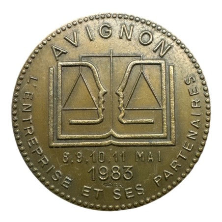Médaille - 79e congres des notaires de France - Avignon - 1983 - bronze - 32mm - SPL