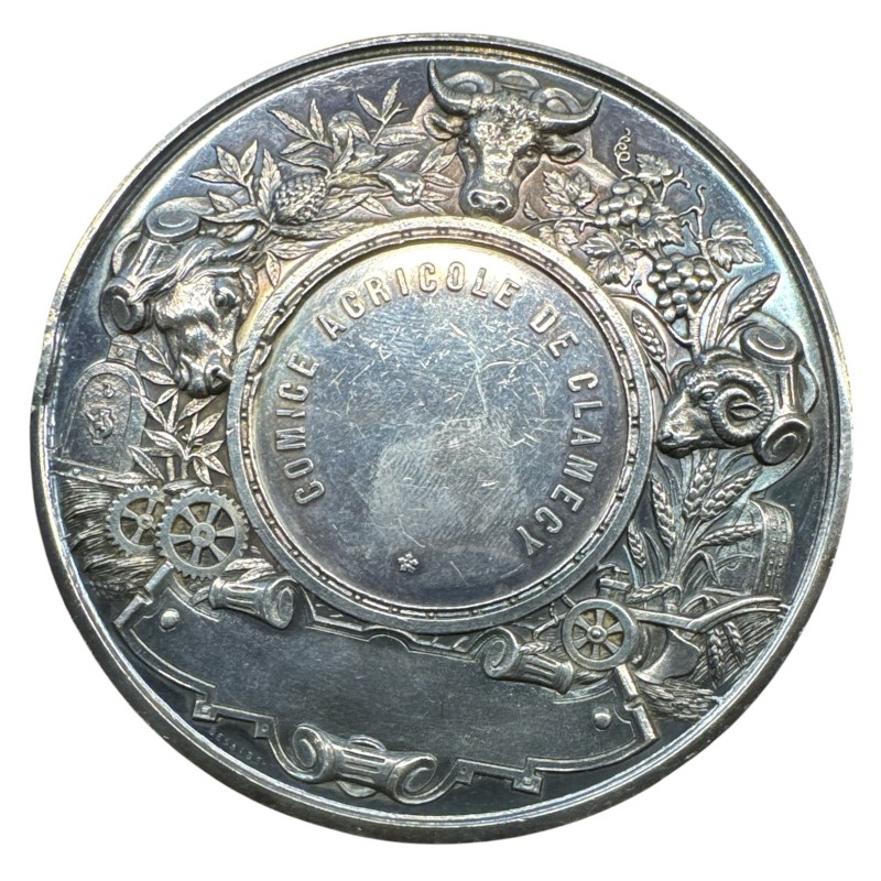 Médaille - Comice agricole de Clamecy - argent 135g - 69mm - TTB