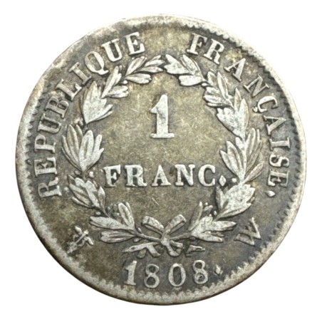 Napoléon empereur - 1 Franc - 1808 W Lille - TB