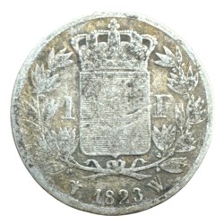 Louis XVIII - 1 Franc - 1823 W Lille - B 2